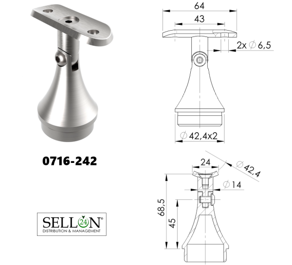 Pfosten Boden 42,4 Geländer Balkon Treppengeländer Steher Rundrohr Edelstahl V2A